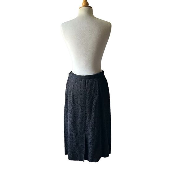 Vintage 1950s Black Lace Lined Midi Pencil Skirt with Belt - Picture 4 of 9